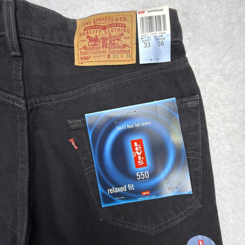 Levis 550 Relaxed Fit Denim Jeans Mens 33x36 Black NWT NOS USA Y2K